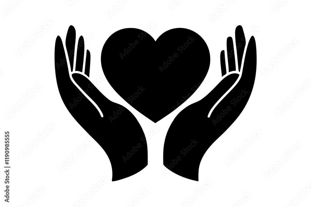 Hands Holding Heart Logo Icon - Vector Template Design Hands Holding Heart Logo Icon - Vector Template Design