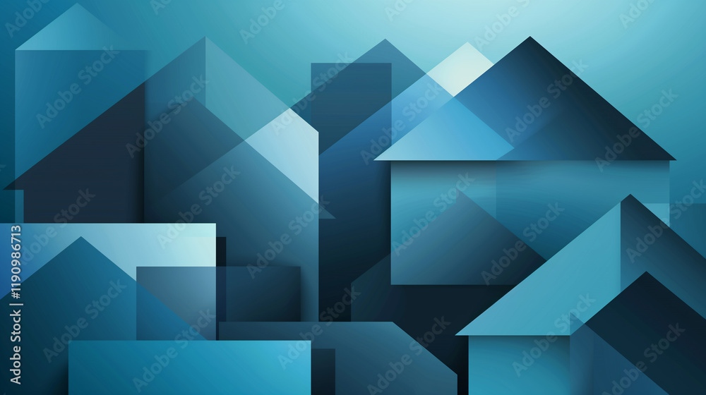 Geometric shapes in a harmonious blue palette, representing structure and innovation in design Geometric shapes in a harmonious blue palette, representing structure and innovation in design