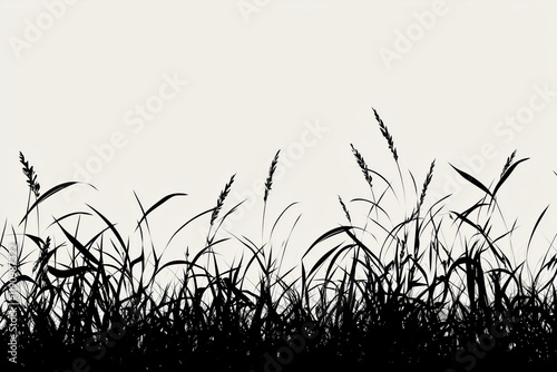 Grass silhouette pattern in seamless design