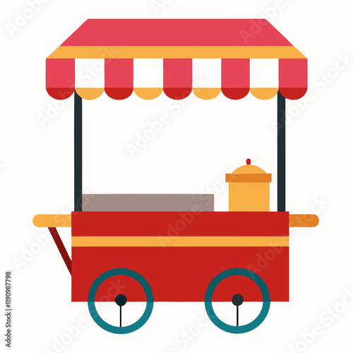 new style food cart van vector icon on white background