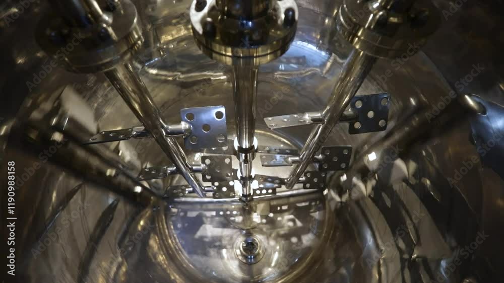 large pharmaceutical grade liquid cream mixing vessel. stainless steel.	