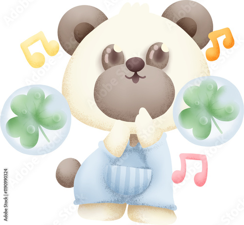 cute animals watercolor on St. Patrick's Day elements photo