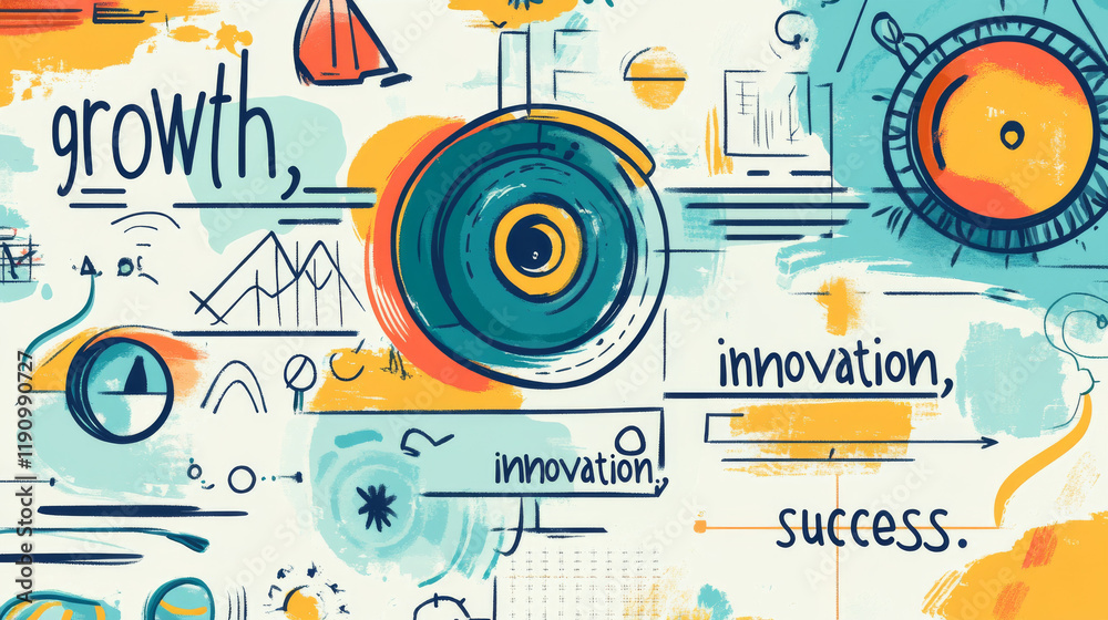 custom made wallpaper toronto digitalThe background shows a vision board with futuristic designs and keywords like "growth," "innovation," and "success."