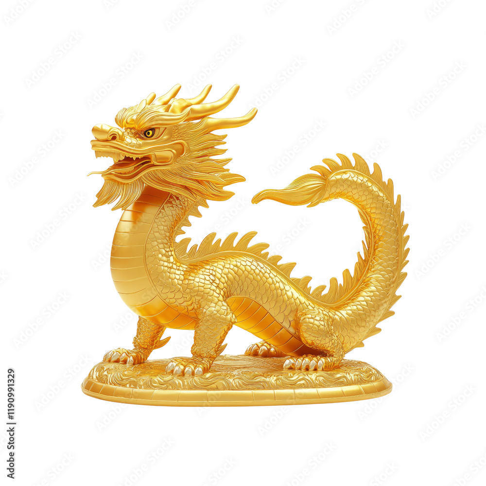 Fototapeta premium Majestic Golden Dragon Statue Symbol of Power and Prosperity