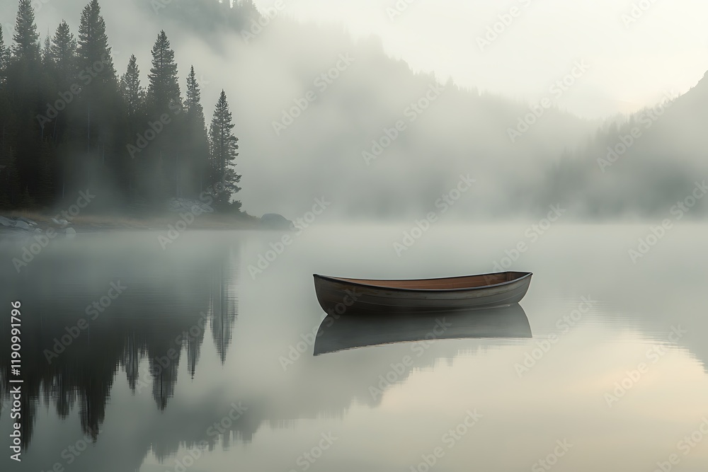 Fototapeta premium Early Morning Lake Is A Peaceful And Quiet Scene