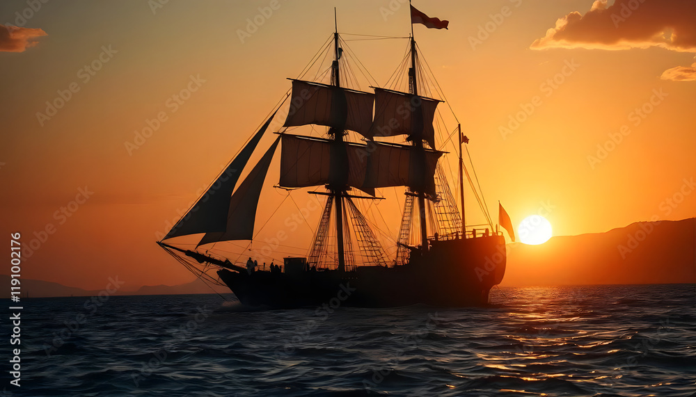 Fototapeta premium sailboat at sunset