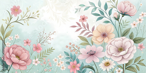 pattern with tulips background