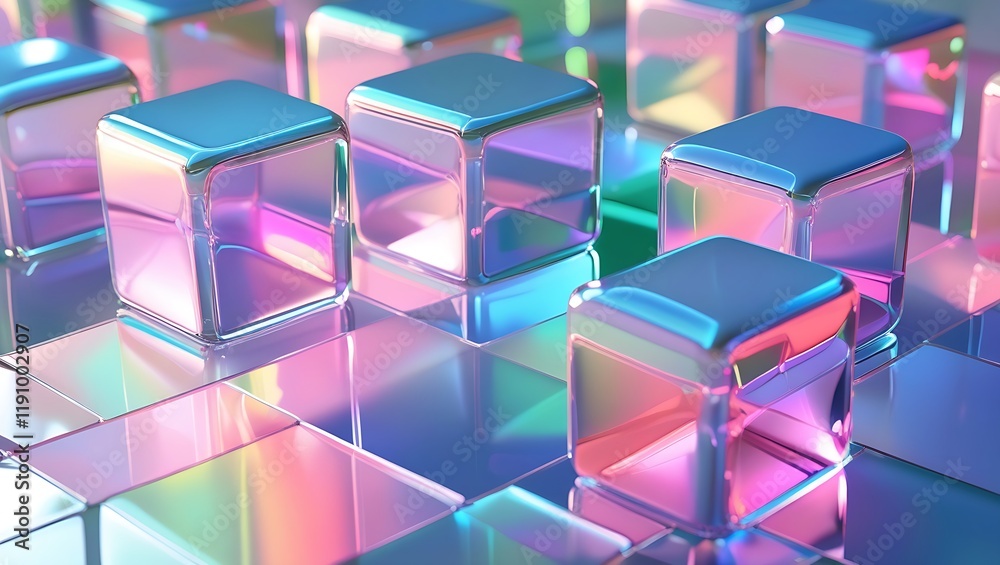 Abstract modern geometric iridescent cube pattern design background Abstract modern geometric iridescent cube pattern design background
