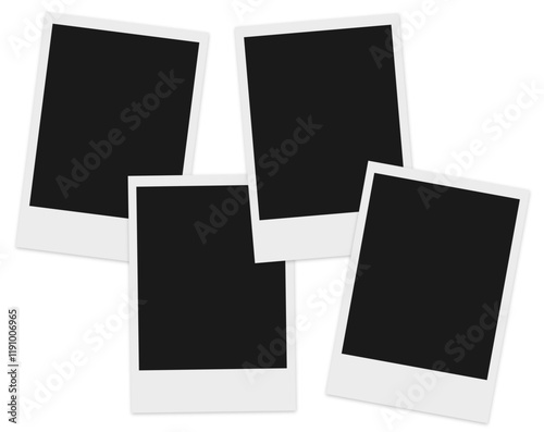 blank polaroid photo frames on transparent background