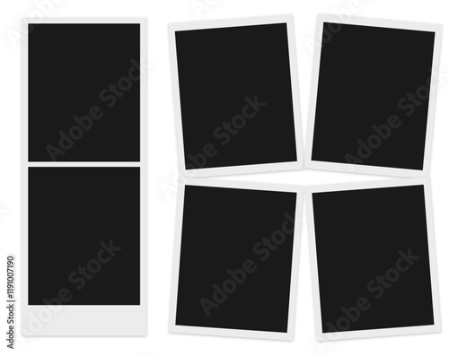 blank multiple polaroid photo frames on transparent background