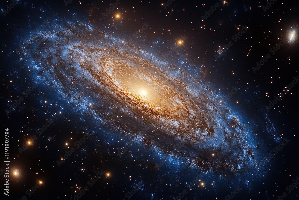 Fototapeta premium Spiral galaxy, stars, cosmic dust, swirling nebula.