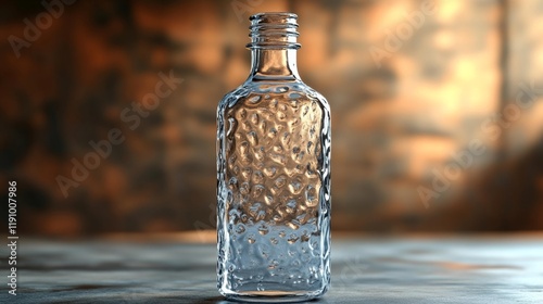 Elegant Glass Bottle with Textured Surface. Generative AI photo