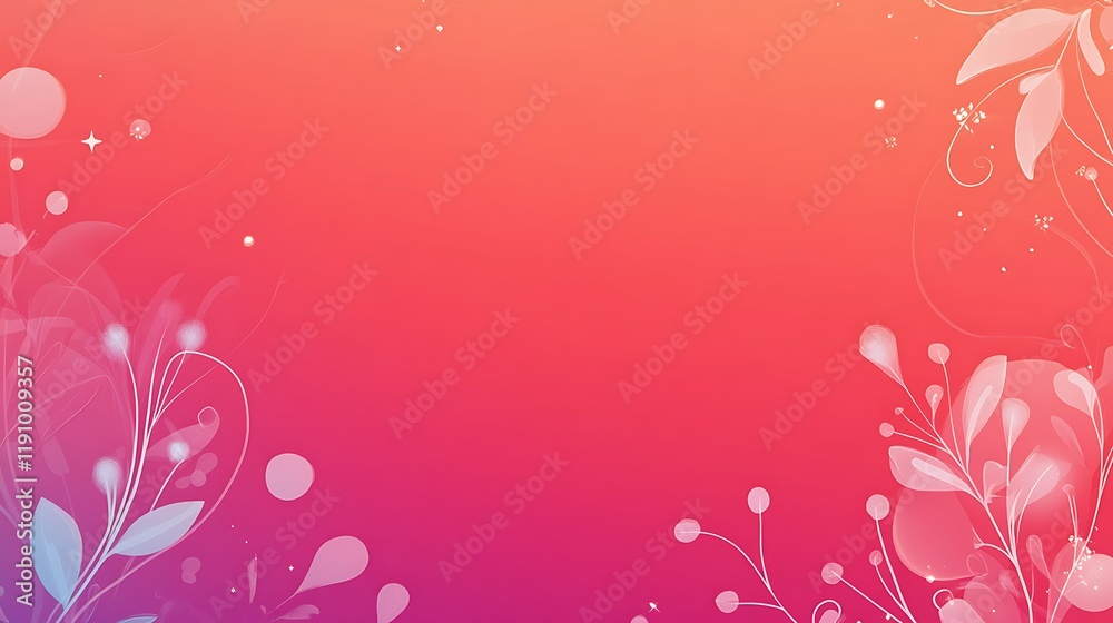 Abstract Pink Gradient Background With White Floral Designs Abstract Pink Gradient Background With White Floral Designs