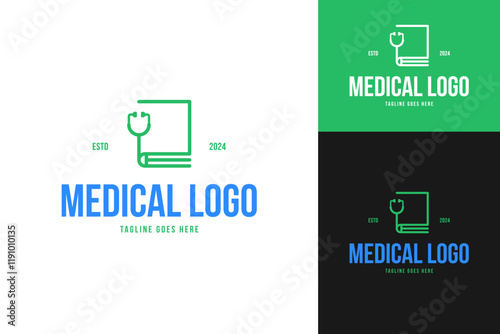 Book with medical icon logo design template vector illustration