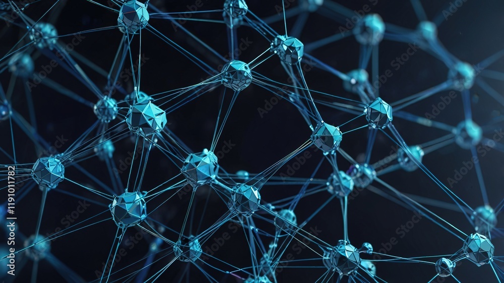 Abstract blue polygonal neural connections on dark space background Abstract blue polygonal neural connections on dark space background