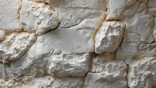 Close-Up of Textured White Stone Wall - Natural Background