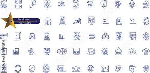 Datafication icon collection set. Containing information, analysis, data collection, processing, digitalization, and quantification icon