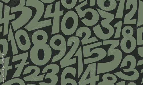 Typographic number collage seamless pattern background