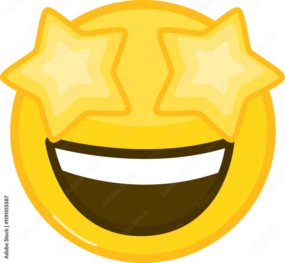 Excited Smiley Face Emoji with Star Struck Eyes Excited Smiley Face Emoji with Star Struck Eyes