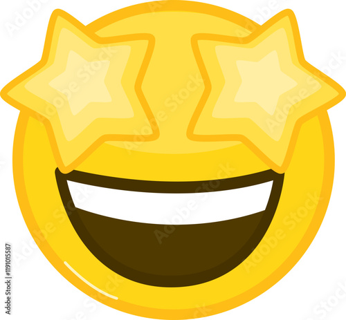 Excited Smiley Face Emoji with Star Struck Eyes