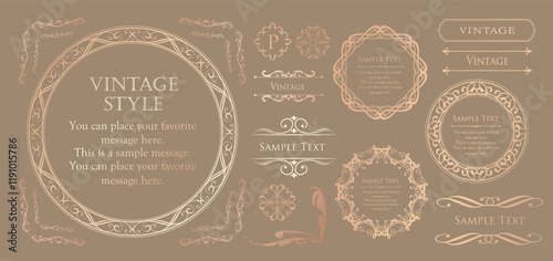 高級感のあるカードデザイン。アンティークな装飾デザイン。エレガントな縁の模様。