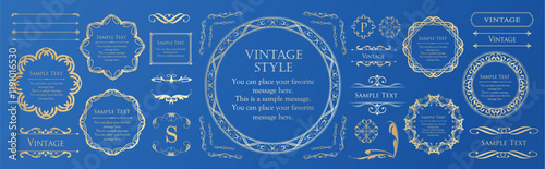 高級感のあるカードデザイン。アンティークな装飾デザイン。エレガントな縁の模様。