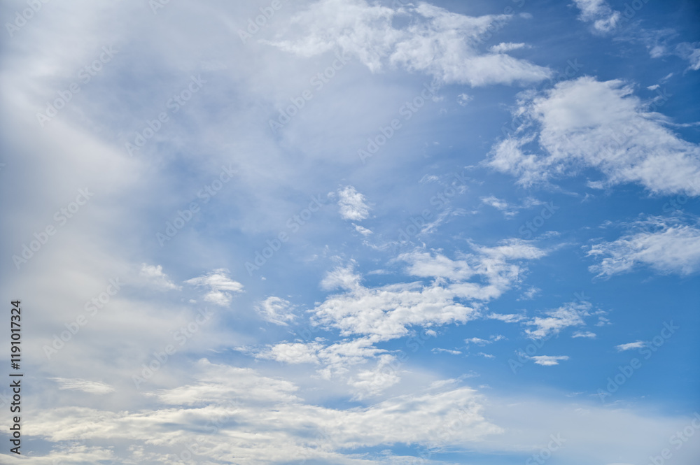 Fototapeta premium Beautiful and dramatic skyscape and cloudscape. Blue sky and clouds. Nature and background use.