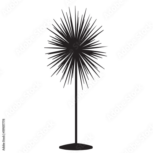 figurine in the shape of thorns on a long leg collected in a prickly ball