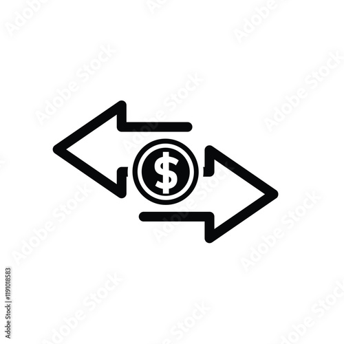 coin icon. cash back with dollar. money management vector, business and finance icon, indicating continuous movement. solid design style