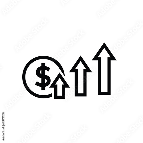 coin icon. money strengthens, rises. money management vector, business and finance icon, showing continuous movement. Line design style