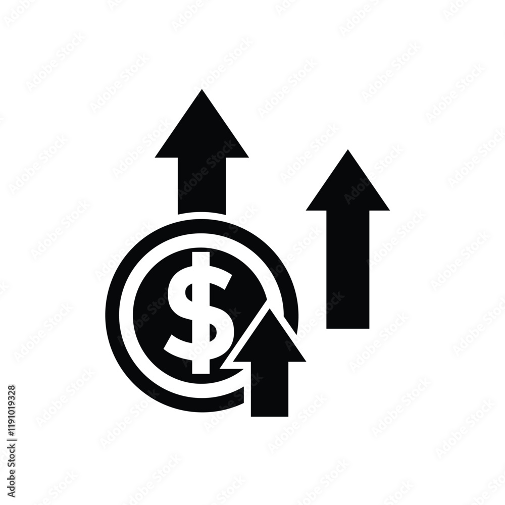 coin icon. money strengthens, rises. money management vector, business and finance icon, showing continuous movement. Solid design style coin icon. money strengthens, rises. money management vector, business and finance icon, showing continuous movement. Solid design style