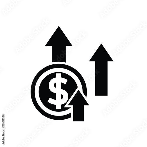 coin icon. money strengthens, rises. money management vector, business and finance icon, showing continuous movement. Solid design style