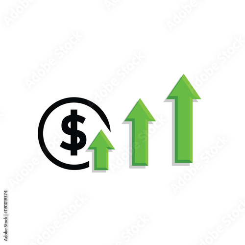 coin icon. money strengthens, rises. money management vector, business and finance icon, showing continuous movement. Mixed design style