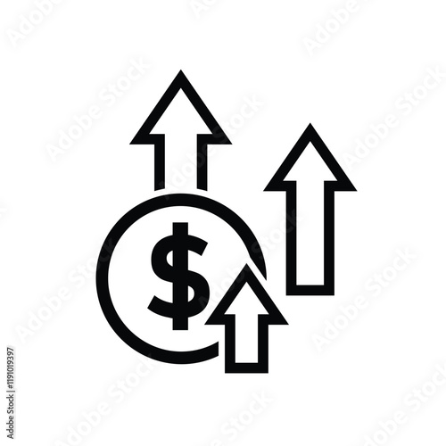 coin icon. money strengthens, rises. money management vector, business and finance icon, showing continuous movement. Line design style