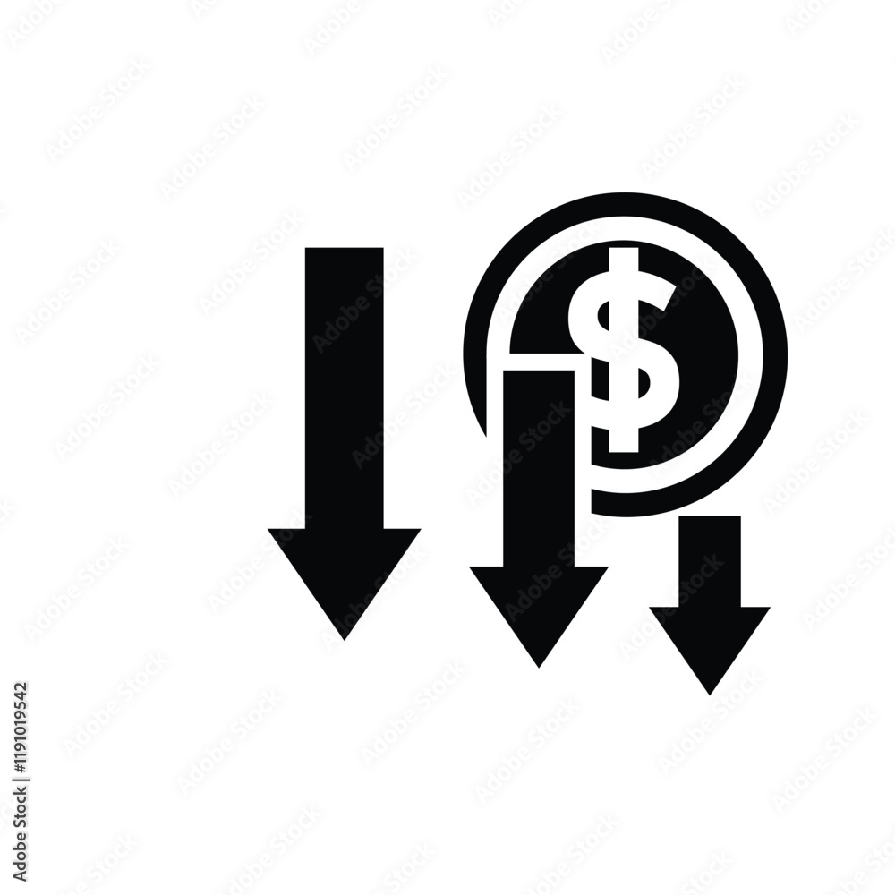 coin icon. money weakens, falls. money management vector, business and finance icon, showing continuous movement. Solid design style coin icon. money weakens, falls. money management vector, business and finance icon, showing continuous movement. Solid design style