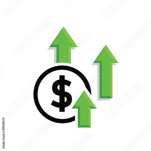 coin icon. money strengthens, rises. money management vector, business and finance icon, showing continuous movement. Mixed design style