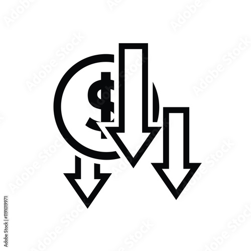 coin icon. money weakens, falls. money management vector, business and finance icon, showing continuous movement. Line design style