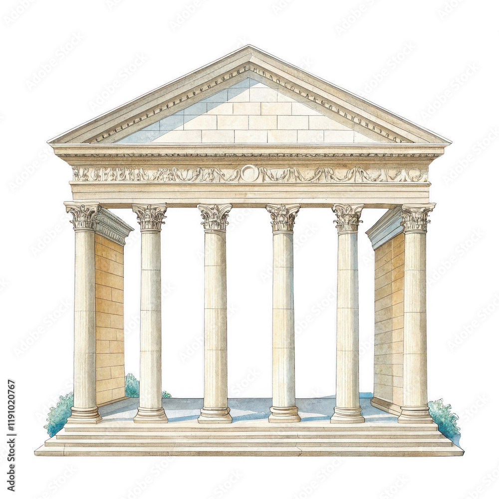 Ancient Columned Temple with Classical Architecture