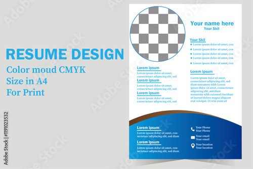 modern iconic resume design blue color 