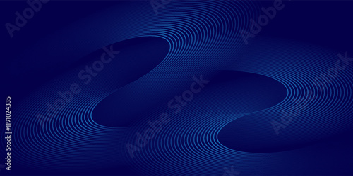 Abstract blue glowing geometric lines on dark blue background. Modern shiny blue circle lines pattern. Futuristic technology concept. eps 10