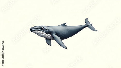 Title: Detailed Vector Illustration of a Majestic Humpback Whale

 photo