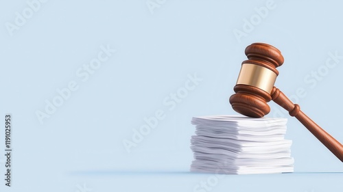 Medical bills stacked with a gavel, representing legal action in healthcare cost disputes and insurance claims