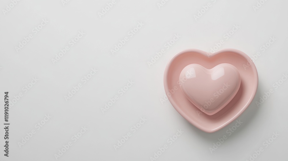 Pink heart shaped soap in delicate heart dish representing love and affection on Valentine Day celebrations with a soft minimalist touch. Pink heart shaped soap in delicate heart dish representing love and affection on Valentine Day celebrations with a soft minimalist touch.