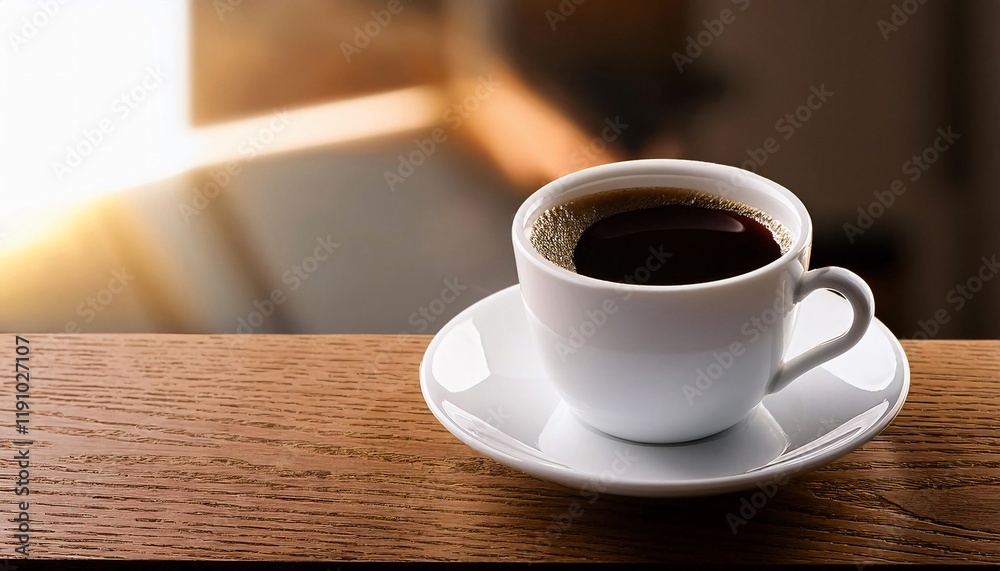 Morning Coffee on Wooden Table Warm Sunlight Cozy Home Morning Coffee on Wooden Table Warm Sunlight Cozy Home