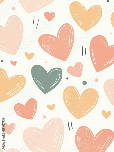 Colorful Hearts Pattern for Background or Textile Design