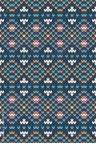 Seamless knitted Patterns.Heart Cross Stitch Embroidery seamless pattern on background.Design for fashion texture,fabric,clothing,wrapping,print geometric ethni  photo