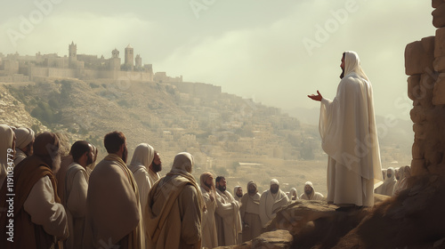 Jesus christ sit teaching christian pray to God with spiritual faith on holy bible in catholic church. Religion worship prayer ask god bless grace jesus believe. Religion prayer holy worship sunset.