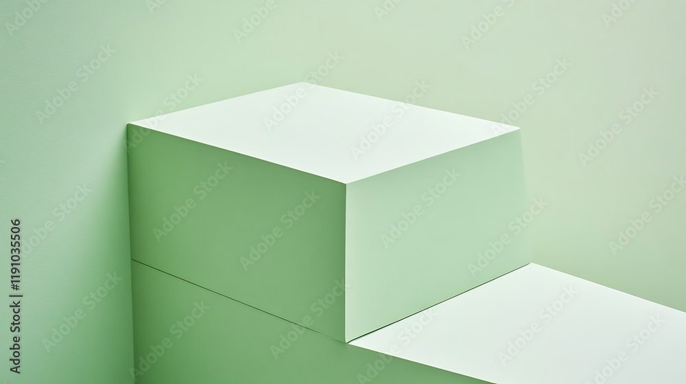 Pale Green Cube Abstract Minimalist Structure Pale Green Cube Abstract Minimalist Structure
