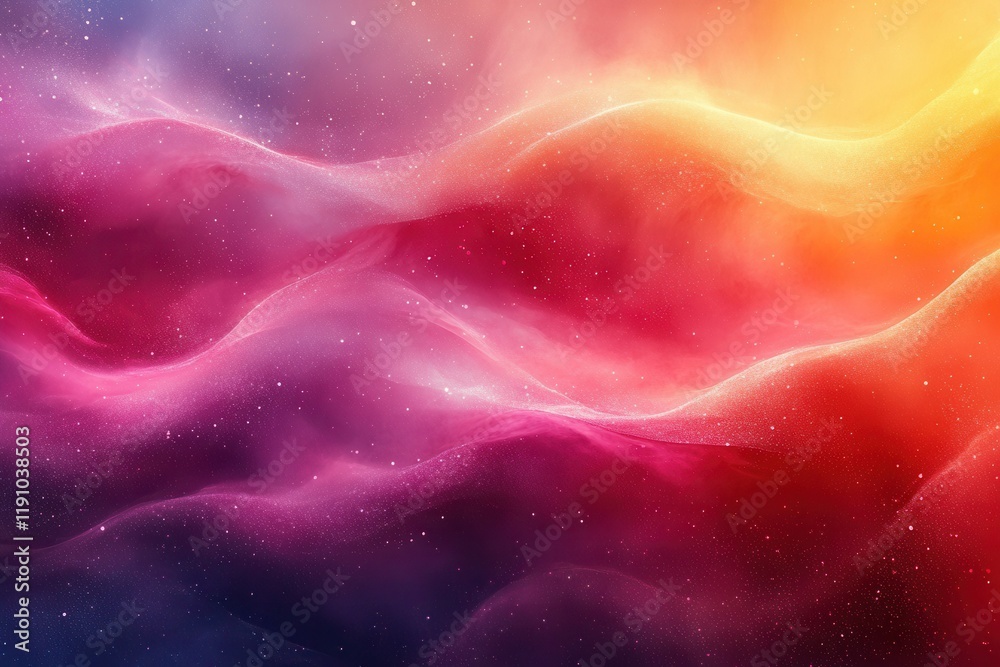 Obraz premium Colorful abstract waves of purple, pink, and orange blending in a cosmic background at sunset