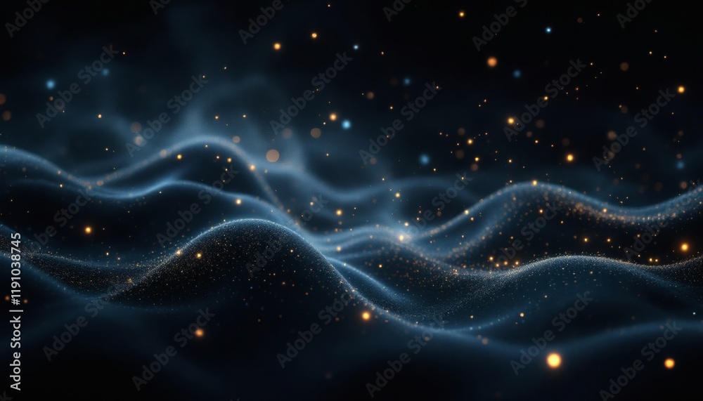 Fototapeta premium Celestial Wave: A Digital Landscape of Glowing Particles